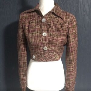 ARDEN B Waist Button Crop Jacket - Size S NWT Pink